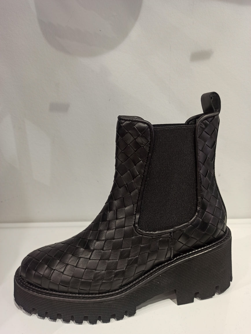 pons quintana chelsea boots cuir tressé noire