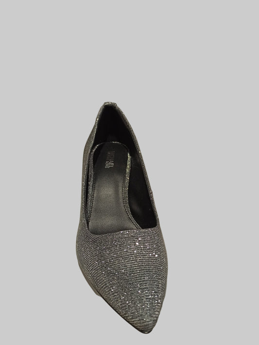 escarpin cuir strassé argent talon de 8 cm