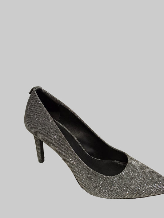 escarpin cuir strassé argent talon de 8 cm