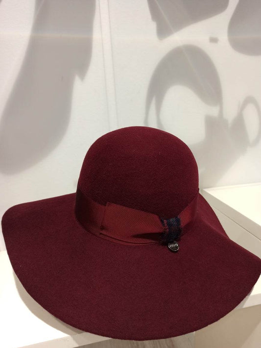 chapeau catarzi en feutre prune bordeaux taille 57 avec ruban décoratif et ajustement confort