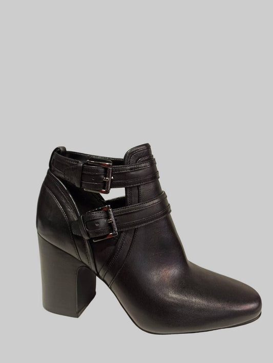 bottine cuir noir michael kors avec boucles et talon carré élégant