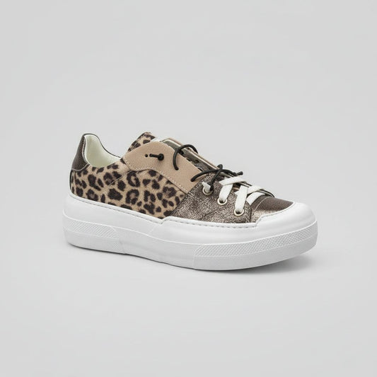 sneakers fru.it en cuir motif léopard noir semelle gomme pointure unique