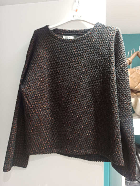 niu blouse laine chocolat col rond