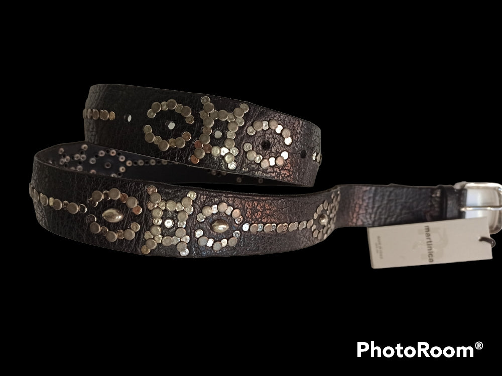 martinica ceinture cuir noir rock