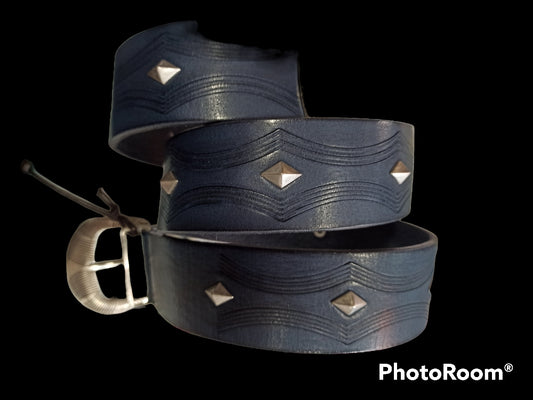 martinica ceinture cuir bleu jean
