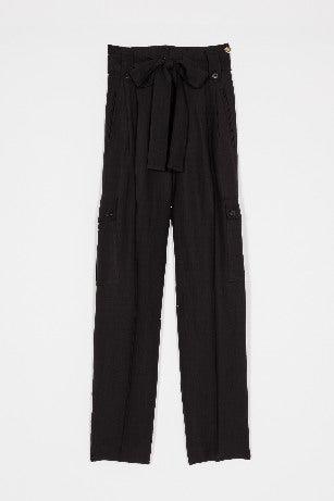 pantalon cargo fluide noir taille haute twinset milano