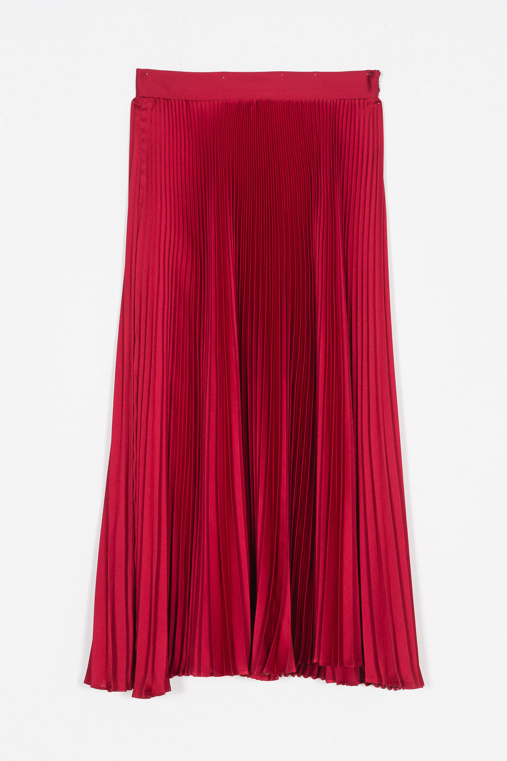 Twinset jupe longue plissée framboise, vue de face, modèle long plissé élégant