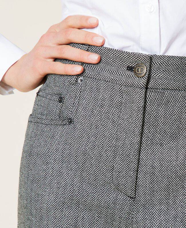 twinset pantalon chevrons en laine mélangée black snow