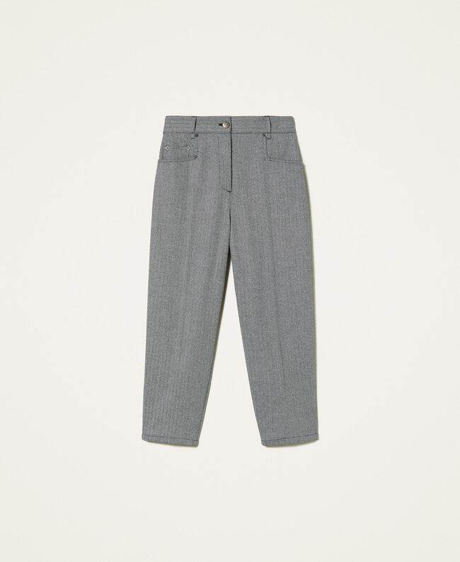 twinset pantalon chevrons en laine mélangée black snow