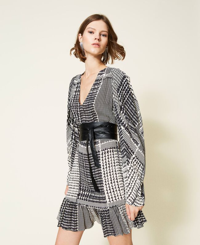 twinset robe bicolor black & snow