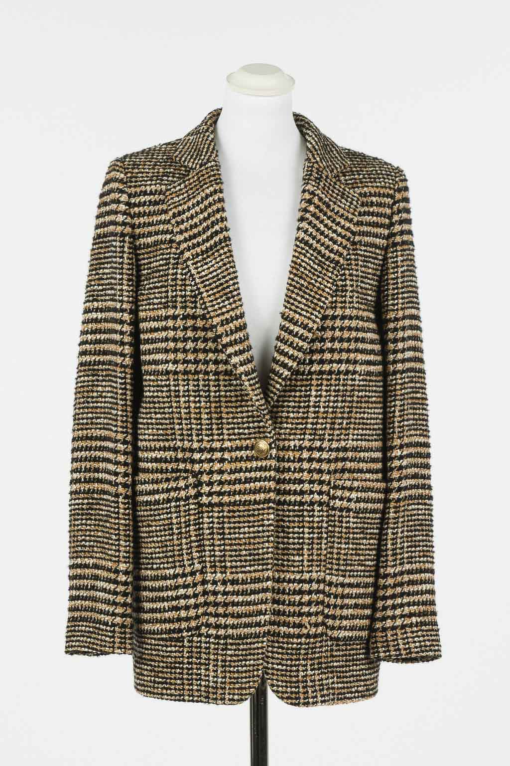 Veste Tweed Femme 3/4 Prince De Galles Noir Camel Écru En Laine, Élégante Et Confortable – veste tweed femme élégante pour la mi-saison