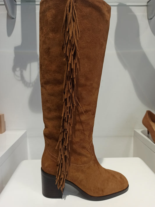 lola cruz botte haute camel à franges