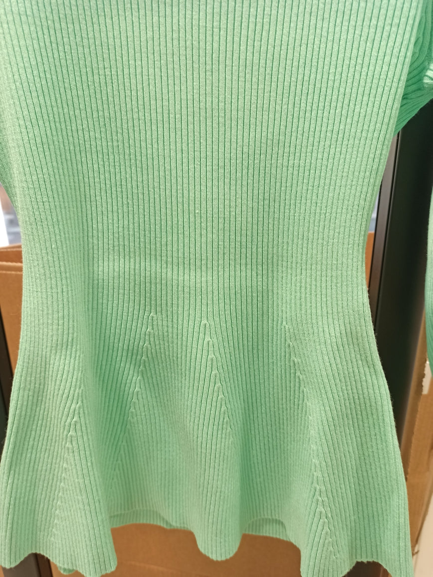 Twinset pull vert opal côtelé, pull coton près du corps en coloris vert d’eau