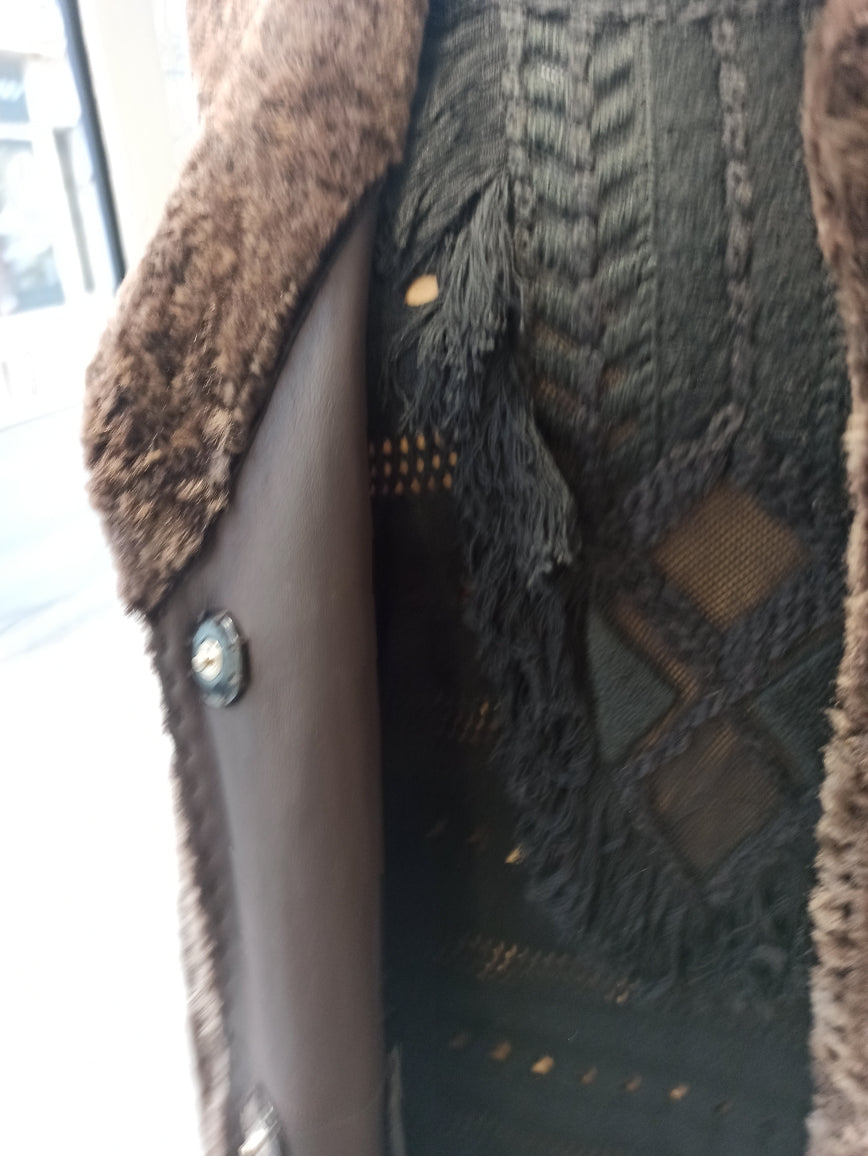 Ventcouvert manteau redingote astrakan, manteau redingote femme marron, référence 32979