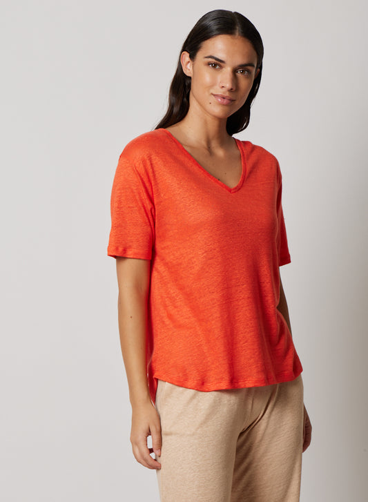 notshy jaya t-shirt lin manche courte col v