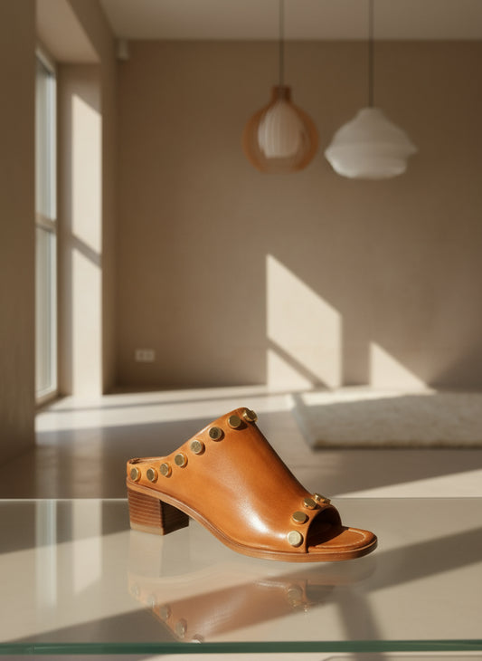 bottega di lisa mule cuir caramel rock