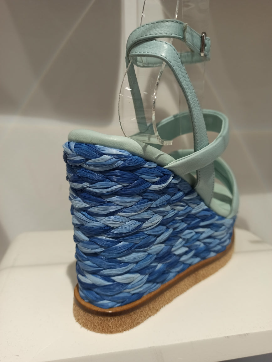 elvio zanon sandale compensée bleue