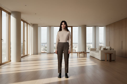 


Découvrez notre pantalon DIEGA, conçu pour allier confort et élégance. Doté d'une ceinture élastiquée à l'arrière, il offre une liberté de mouvement incomparable tout en maintenant une silhouette affinée. Le col CHEVRON en taupe apporte une touche de sophistication intemporelle à votre garde-robe. Composé d'un mélange premium de 60% laine, 30% polyester, 5% polyamide et 4% élasthanne, ce pantalon garantit durabilité, thermorégulation et une tenue impeccable au fil des saisons. Disponible en grandes taill