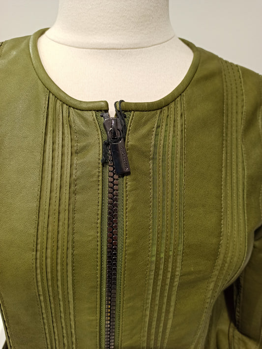 milestone veste en cuir kaki izzy