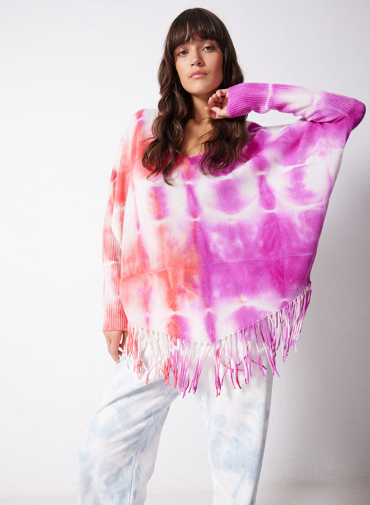 notshy  pull poncho contemplation rose indien femme 100% cachemire