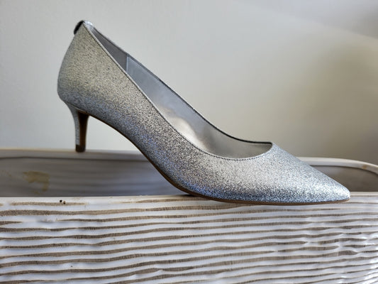 escarpin cuir argent talon de 5 cm